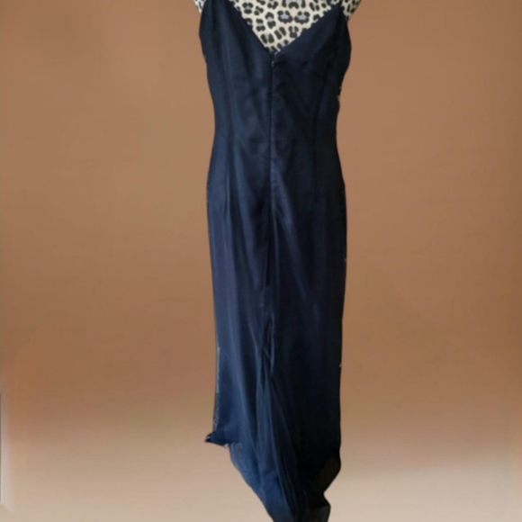 SCENE BEAUTIFUL VINTAGE SEQUENCED EVENING GOWN WITH A FAUX FUR SHAWL SZ. XL - Picture 4 of 6